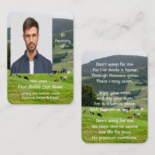 Tarjeta De Visita Recuerdo conmemorativo cristiano de granja de gana