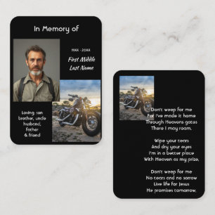 Tarjeta De Visita Recuerdo conmemorativo cristiano de motocicleta Ch
