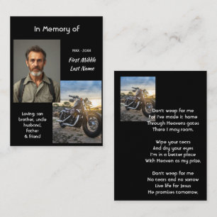 Tarjeta De Visita Recuerdo conmemorativo cristiano de motocicleta Ch
