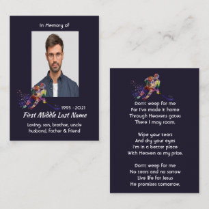 Tarjeta De Visita Recuerdo conmemorativo cristiano jugador de hockey