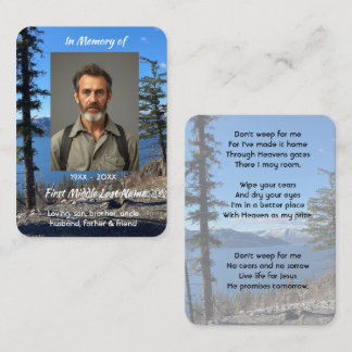 Tarjeta De Visita Recuerdo conmemorativo cristiano Lago Bosque Árbol