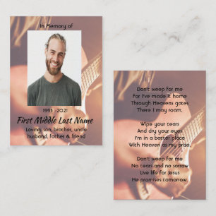 Tarjeta De Visita Recuerdo conmemorativo cristiano músico piano guit