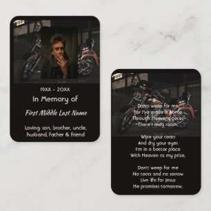 Tarjeta De Visita Recuerdo conmemorativo cristiano para motociclista
