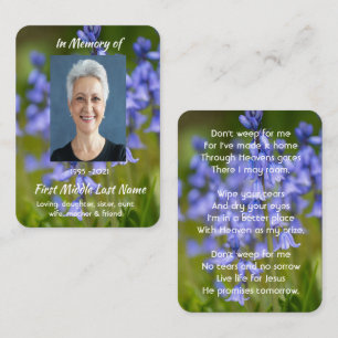 Tarjeta De Visita Recuerdo conmemorativo de flores campanillas azule