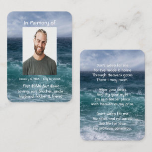 Tarjeta De Visita Recuerdo conmemorativo de poema cristiano Océano M
