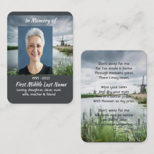 Tarjeta De Visita Recuerdo conmemorativo del molino de viento de los