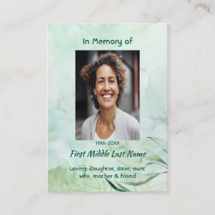 Tarjeta De Visita Recuerdo conmemorativo Foliaje acuarela