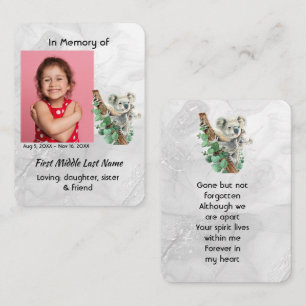 Tarjeta De Visita Recuerdo conmemorativo koala lindo niños