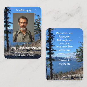 Tarjeta De Visita Recuerdo conmemorativo Lago Bosque Árboles