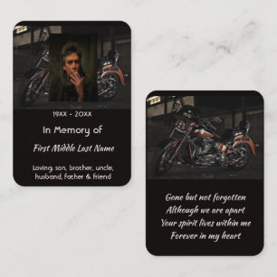 Tarjeta De Visita Recuerdo conmemorativo Motocicleta personalizada M