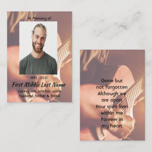 Tarjeta De Visita Recuerdo conmemorativo músico piano guitarra