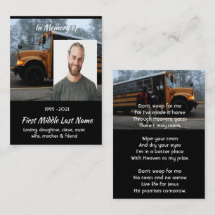 Tarjeta De Visita Recuerdo conmemorativo para conductor de autobús e