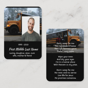 Tarjeta De Visita Recuerdo conmemorativo para conductor de autobús e