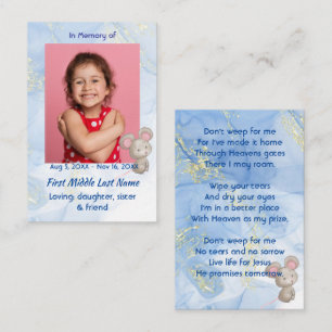 Tarjeta De Visita Recuerdo conmemorativo ratón pequeño lindo niños