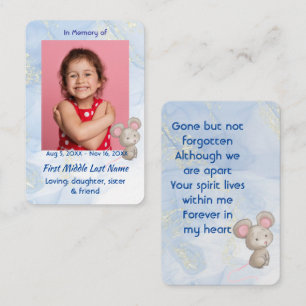 Tarjeta De Visita Recuerdo conmemorativo ratón pequeño lindo niños  