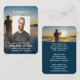 Tarjeta De Visita Recuerdo cristiano para pescador con mosca en el o