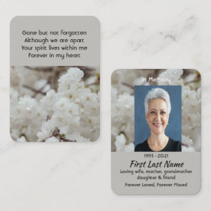 Tarjeta De Visita Recuerdo de bolsillo conmemorativo de flores de ce