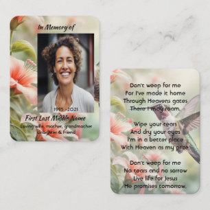 Tarjeta De Visita Recuerdo de foto conmemorativa cristiana Colibrí