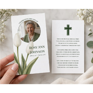 Tarjeta De Visita Recuerdo de Foto de Oración Funeral Tamaño Billete