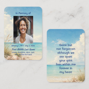 Tarjeta De Visita Recuerdo de foto de oración memorial de playa océa