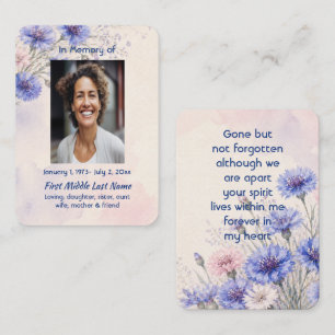 Tarjeta De Visita Recuerdo de oración memorial Botón de soltero Azul