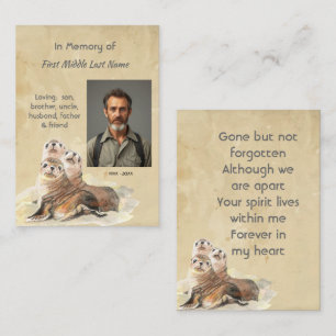 Tarjeta De Visita Recuerdo Memorial  Sellos Acuarela Animales