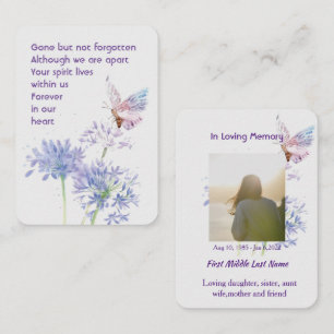 Tarjeta De Visita Recuerdo Personalizado Memorial Keepsake Butterfly