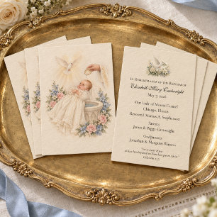 Tarjeta De Visita Recuerdo vintage del bautizo de un bebé católico