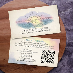 Tarjeta De Visita Recuperación del Trauma Amanecer sobre Océano Acua