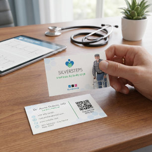 Tarjeta De Visita Recuperación geriátrica Azul blanco