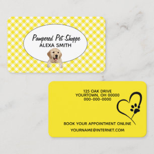 Tarjeta De Visita Recuperador de oro en Gingham para el Mascota Groo