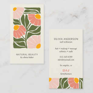 Tarjeta De Visita Red Abstracto Floral Botánico Femenino Redes Socia