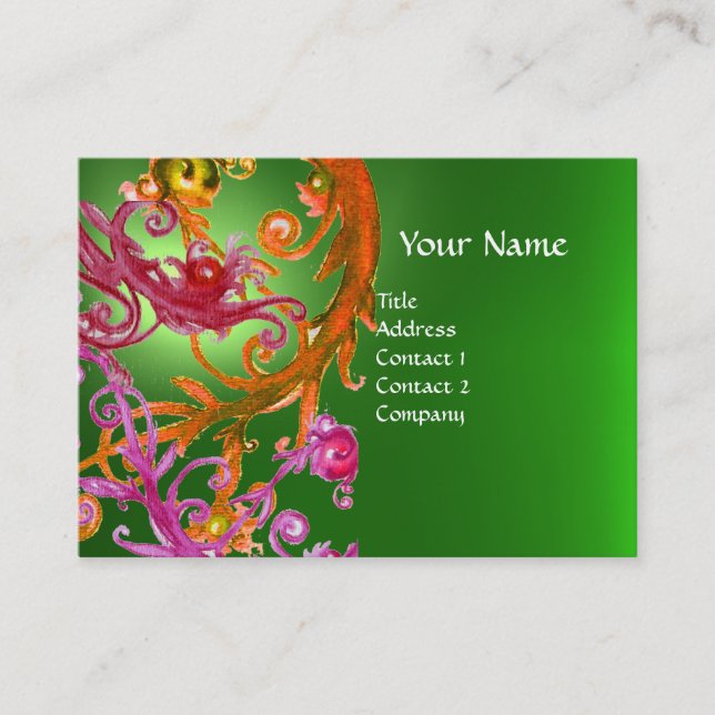 Tarjeta De Visita RED BERRIES SWIRLS GEMSTONE green (Anverso)