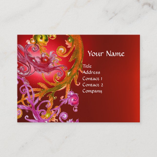 Tarjeta De Visita RED BERRIES SWIRLS GEMSTONE rojo (Anverso)