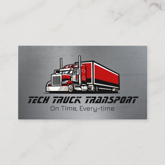 Tarjeta De Visita Red Big Rig | Conductor de camiones | Transporte (Anverso)