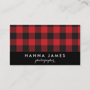 Tarjeta De Visita Red Black Buffalo Plaid Personalizado