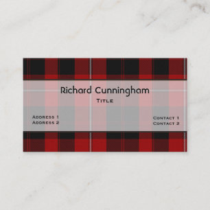 Tarjeta De Visita Red & Black Cunningham Family Tartan Plaid Persona