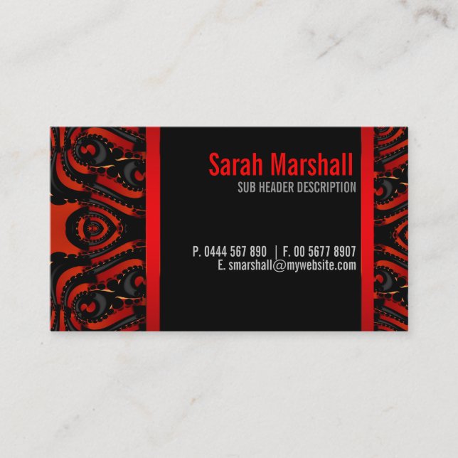 Tarjeta de visita Red+Black de Diosa Tribal Gótica (Anverso)