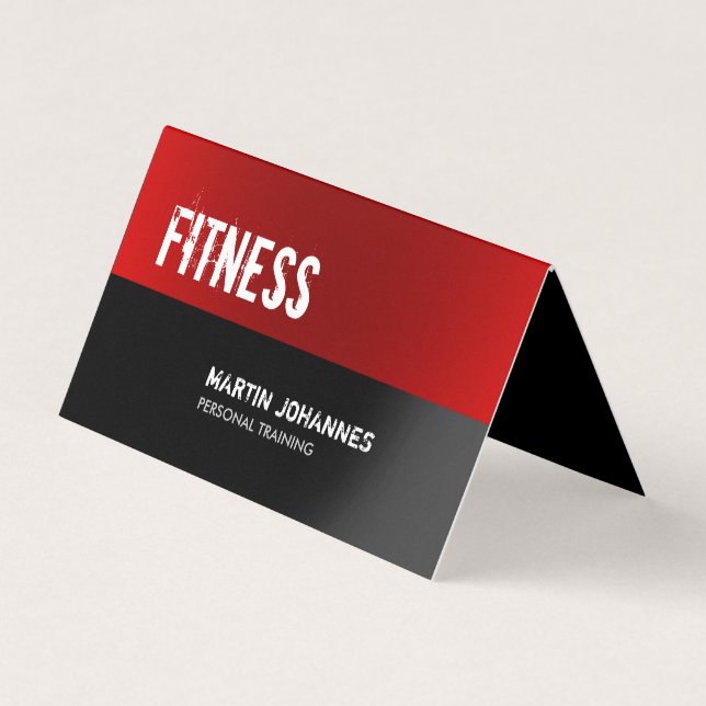 Tarjeta De Visita Red Black Fitness Personal Training Bodybuilding (Anverso)
