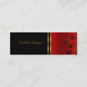 Tarjeta de visita Red Black Floral Skinny