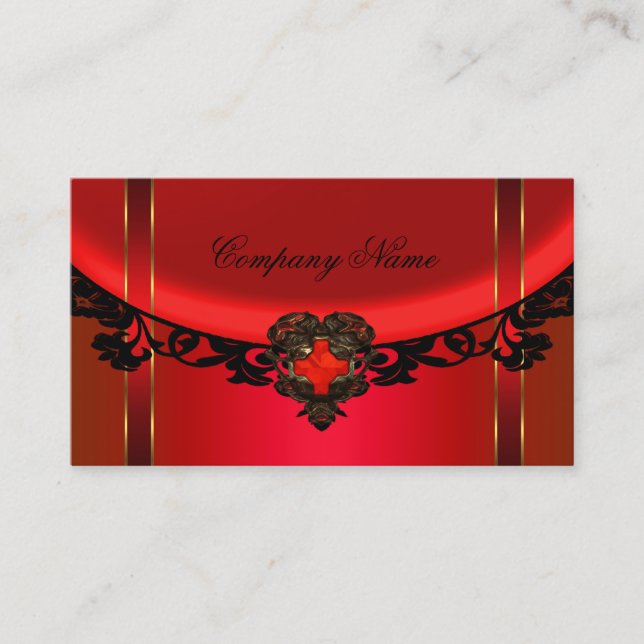 Tarjeta De Visita Red Black Gold Elegant Boutique Red Profile (Anverso)