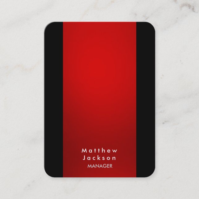 Tarjeta De Visita Red Black Modern Plain Professional Manager (Anverso)