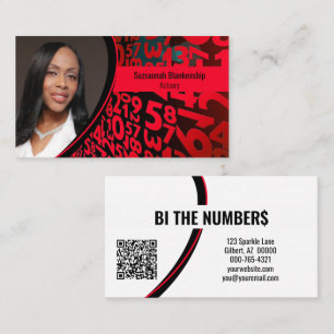 Tarjeta De Visita Red Black Numbers Personalizado Foto Código QR