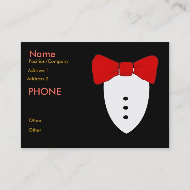 Tarjeta De Visita Red Bow Tie Black Tux (Anverso)