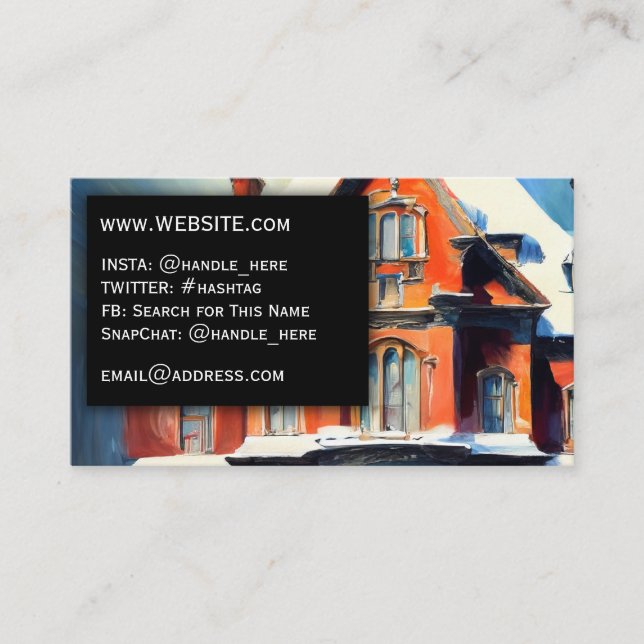 Tarjeta De Visita Red Brick Victorian Home Professional Executive (Anverso)