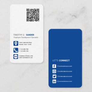 Tarjeta De Visita Red código QR medios sociales profesionales azul 