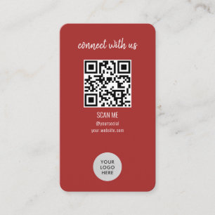 Tarjeta De Visita Red Connect with Us QR Code