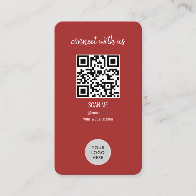 Tarjeta De Visita Red Connect with Us QR Code (Anverso)