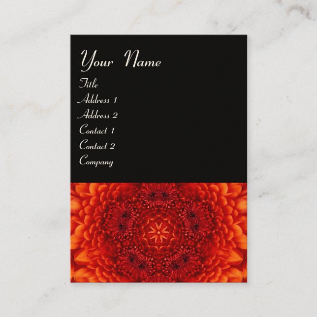 Tarjeta De Visita RED DAHLIA MONOGRAM, rojo blanco negro (Anverso)