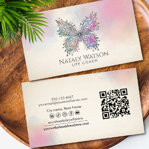Tarjeta De Visita Red de Mariposa de Acuarela Entrenador de Vida